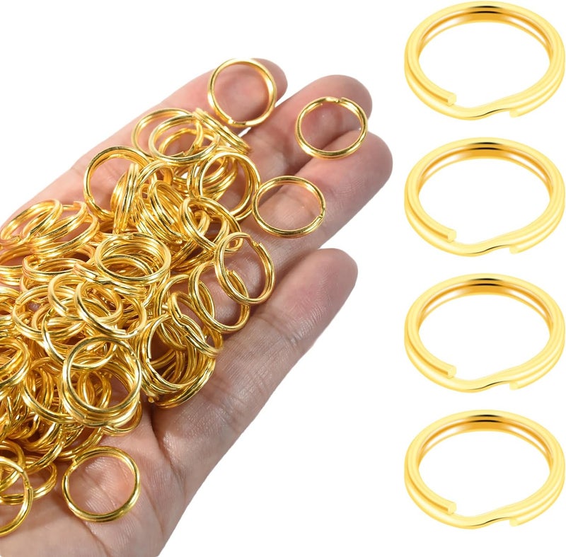 ManTangSun 5/8" 300 PCS Gold Small Key Rings, Double Loops Split Rings Jewelry Making Metal Mini Key Ring for Keychian, Pet Collar Tag, Luggage Tag DIY Craft Hardware - Image 1